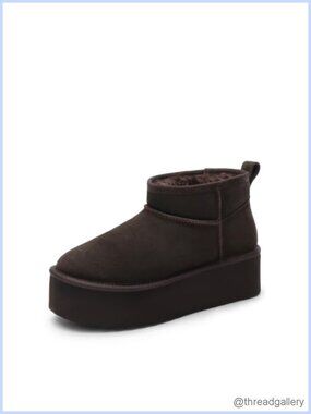 Platform Ankle Snow Boots Suede Faux Fur Lined Winter Boots